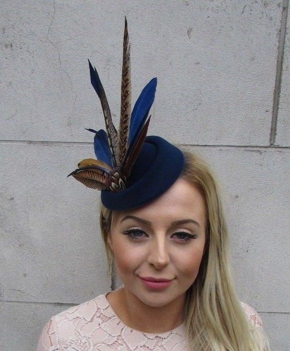 Feathered pillbox hat Clearance