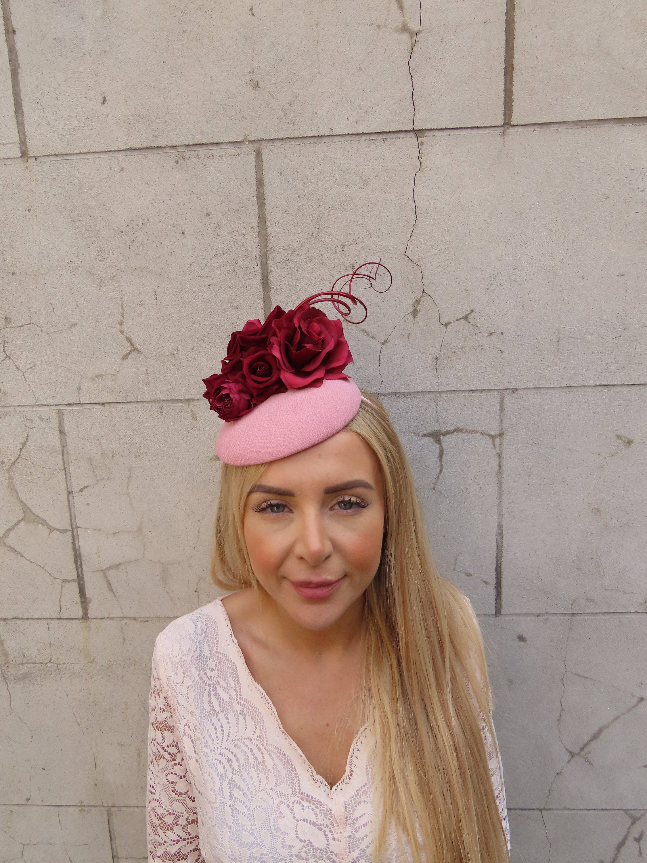 Burgundy beige black flower headband Fascinator choker necklace OOAK piece Burgundy Blush Wood Flower Bridal Hair Crown – Woodland  main image 4