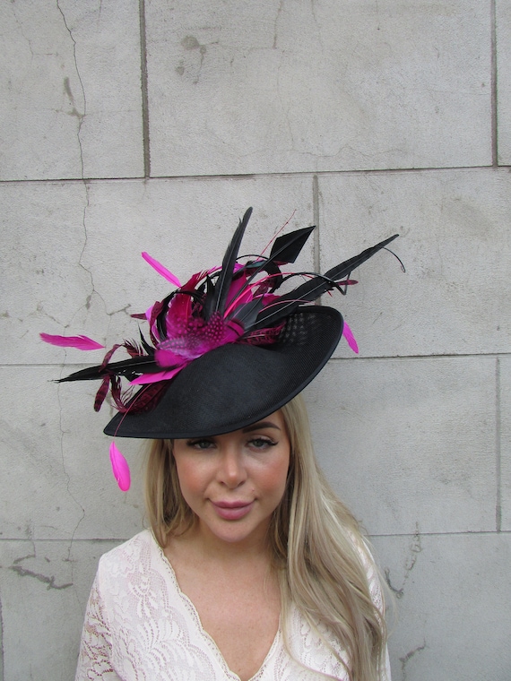 One off Piece Large Black & Magenta Hot Pink Feather  display picture 2