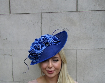 Fascinators Headpiece with Feather Floral Flower Dark Blue Amazon.com: WLLHYF Blue Ladies Feather Flower Hair Clip  main image 4