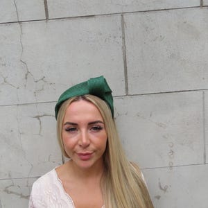 Dark Green Sinamay Knot Fascinator Headband Turban Headpiece Races Wedding Guest Bottle Green u12207