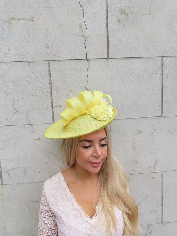 Soft sinamay hat w/ flower corsage Yellow Yellow Sinamay Summer Witch Hat main image 3