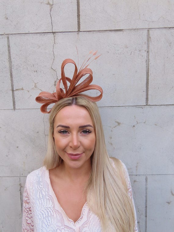 Rust Feather Fascinator Headband Headpiece Races Wedding 