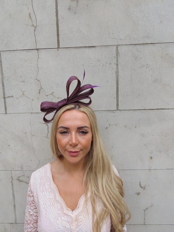 Dark Plum Fascinator Headband Headpiece Races Wedding Guest