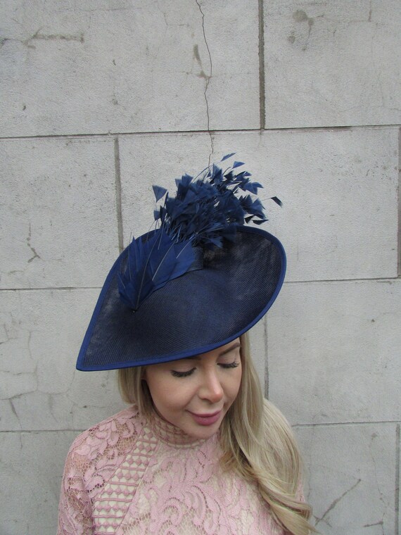 Elegant Navy Blue Feathered Women\'s Hat Navy Blue Fascinator Kentucky Derby Hat With Pheasant  main image 2