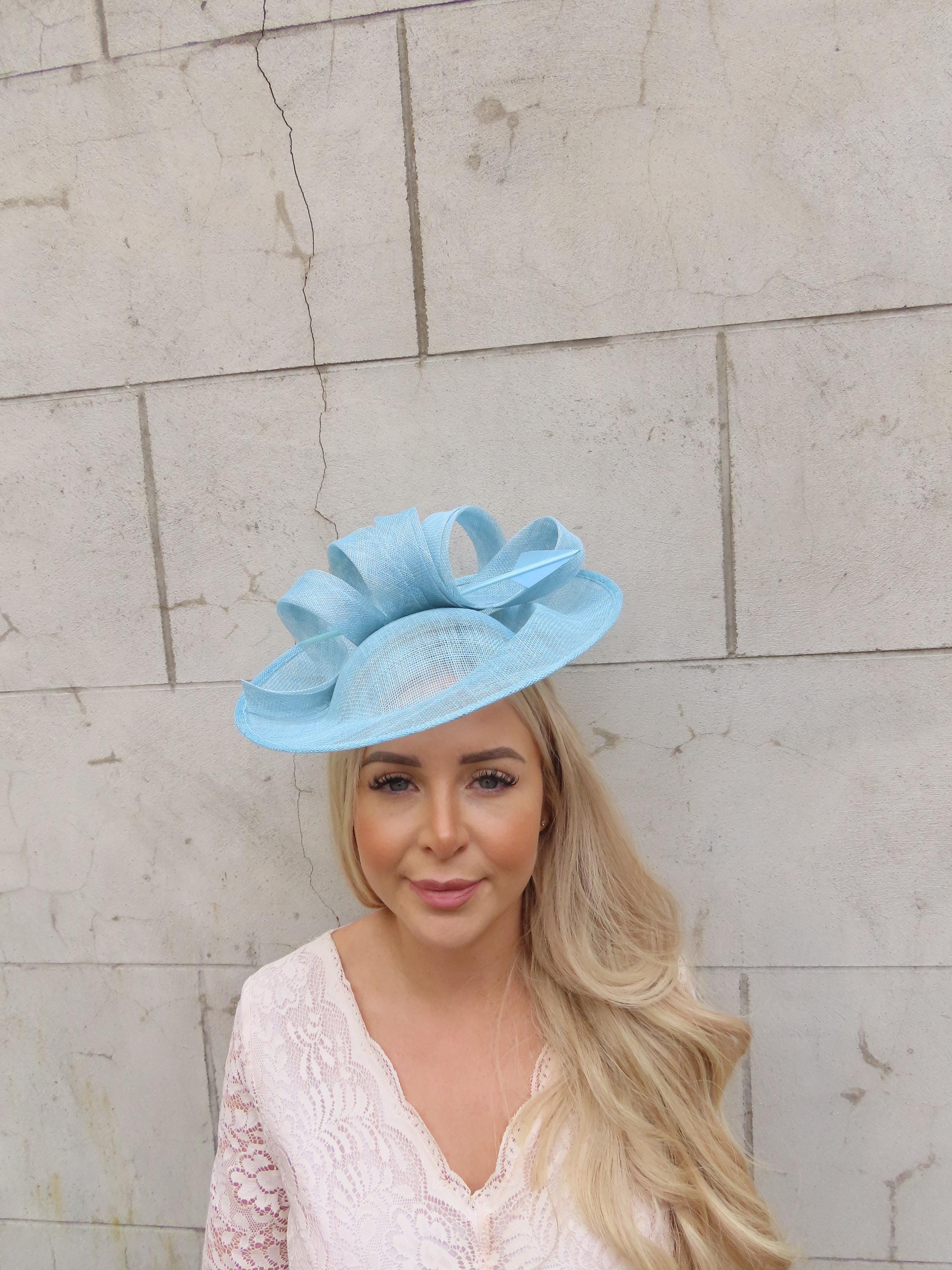 Phase Eight Blue Sinamay Fascinator Hat with Feathers Wedding Guest Tea Party Lawliet Womens Sinamay Feather Fascinator Cocktail Hat  main image 2