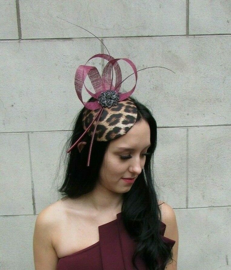 Burgundy Wine Red Black Feather Leopard 