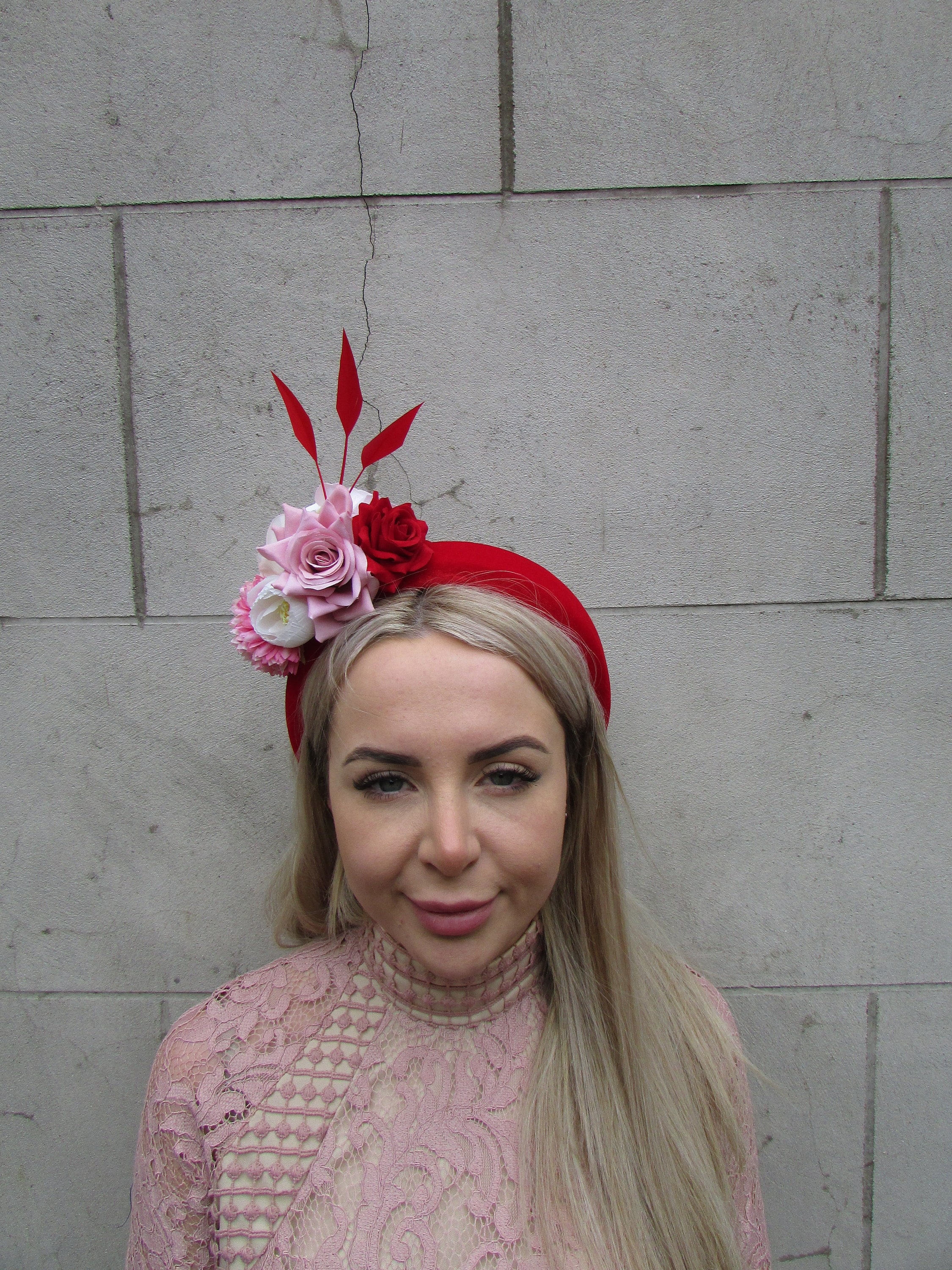 red and pink headpiece