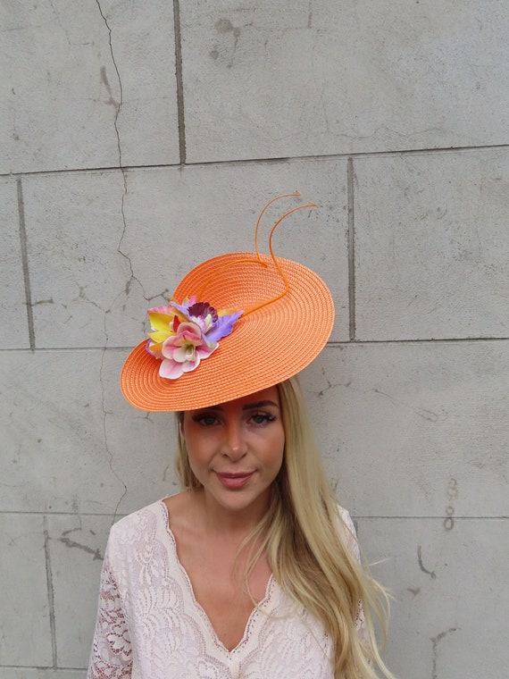 Vivid Purple & Orange Wide-brimmed hat. Wide Brim Sun Hat - Orange & Purple – The Extraordinary Hat  main image 4