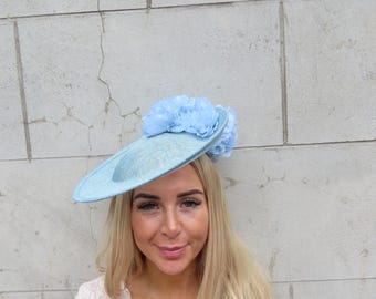Baby Blue Feather Fascinator Hat: Kentucky Derby, Wedding 