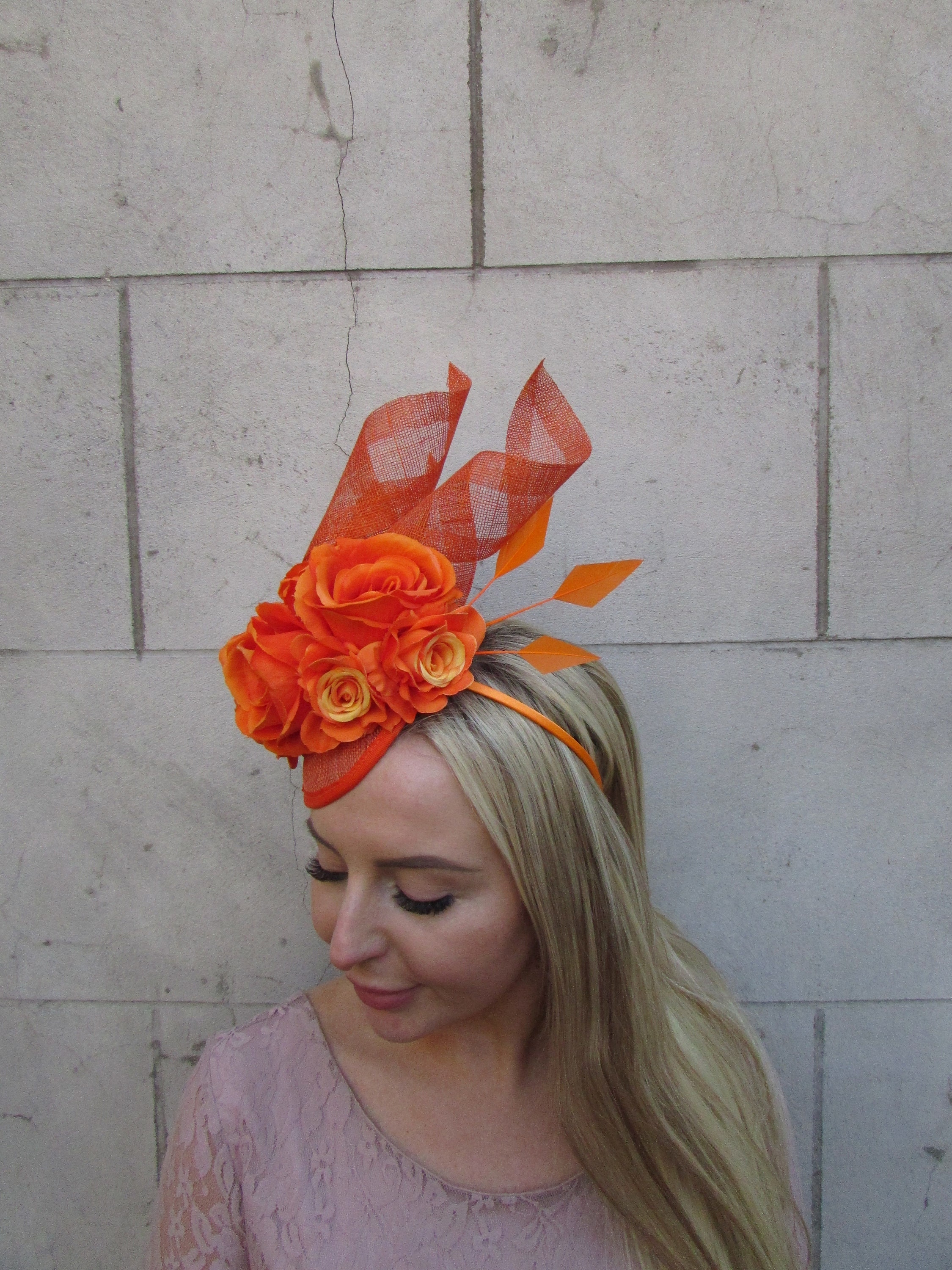 Burnt Orange Flower Fascinator Floral 