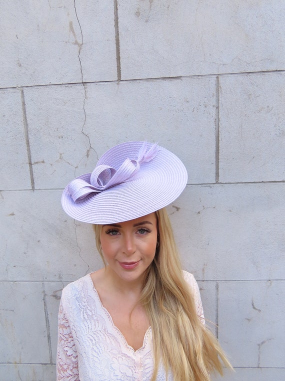 Purple Feather Straw Hat Straw Hay with Feather Purple (PREOWNED) – Majolie Designs main image 2
