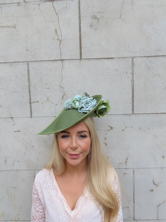Wide Brim Sage Green Hat Silver Embellishment 100X Wide Brim (Sage) - Herring Custom main image 3