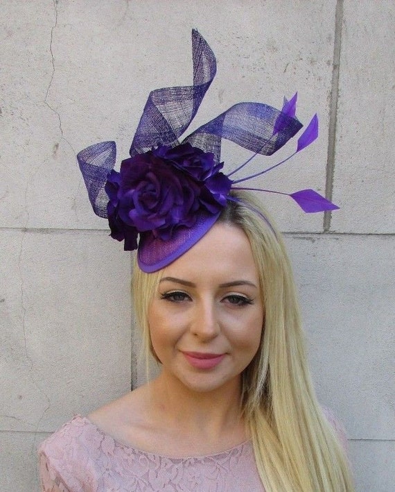 Purple Sinamay Rose Flower Feather 