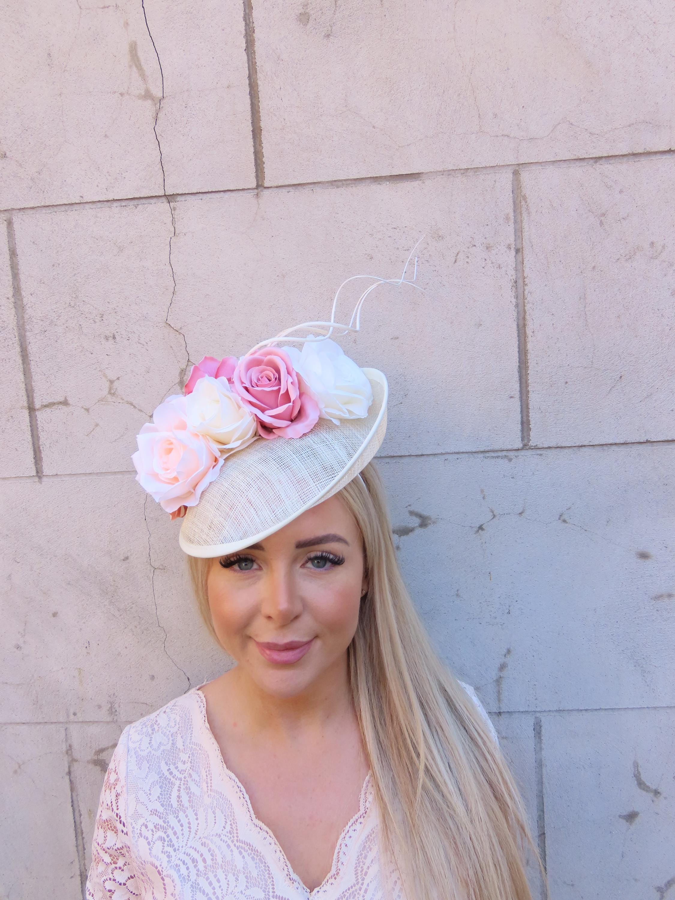 Vintage  Sonni San Francisco Peach Floral Fascinator Hat for Women~20th Century Women main image 2