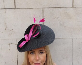 Pink Fascinator With Black Colour Blend Round Shaped With  display picture 1