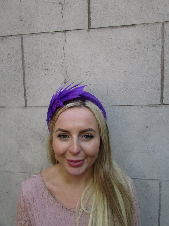 Violet Purple Feather Padded Headband 