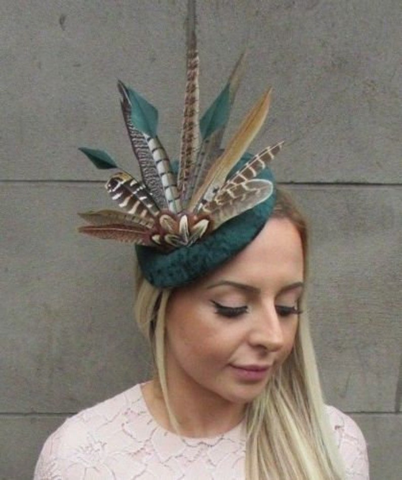 Large Bottle Dark Green Pheasant Feather Hat Fascinator Etsy