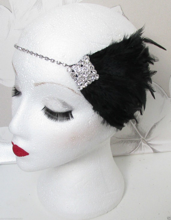 FACINATORS rose & feather  on a silver col  diamantee  headband in 3 colours 