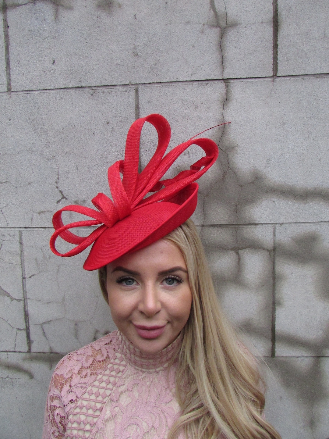 Large Bright Red Disc Feather Fascinator Hat Big Wedding Etsy