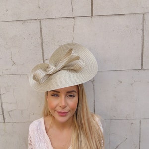 Large Gold Hat Fascinator Wedding Guest Races Disc Headband Hatinator Big Champagne Gold Headpiece sh-562