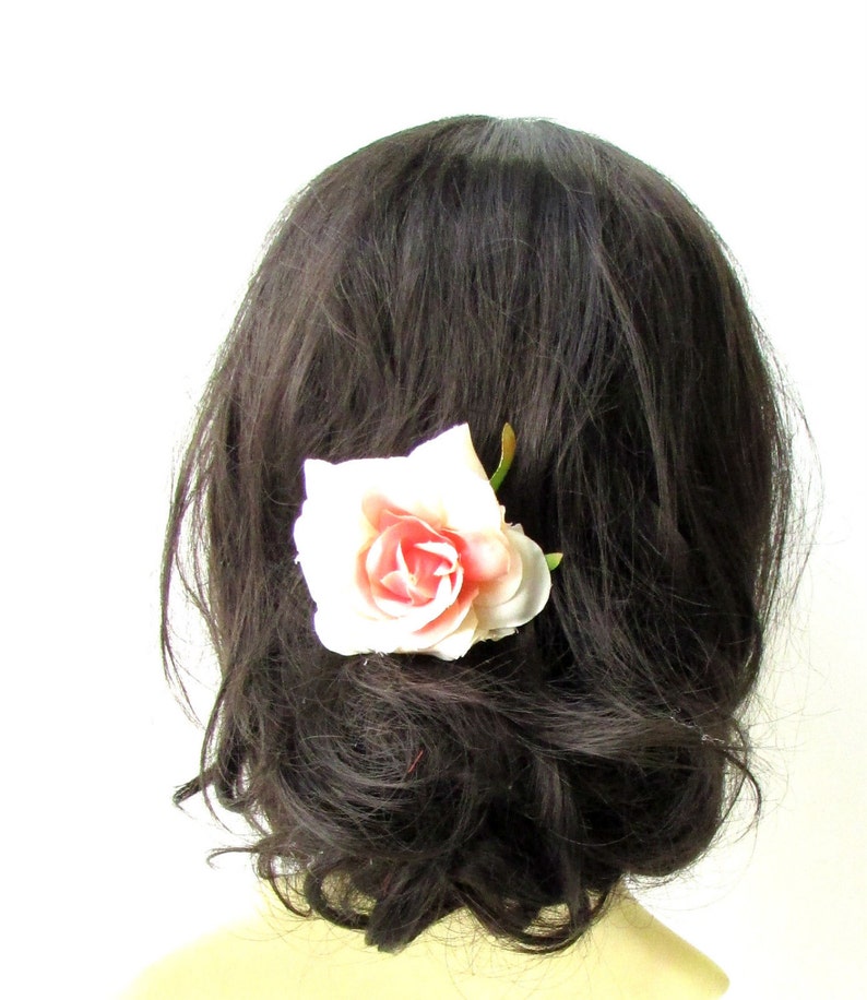 Blush Pink Cream Ombre Rose Flower Hair Comb Bridesmaid Floral Etsy