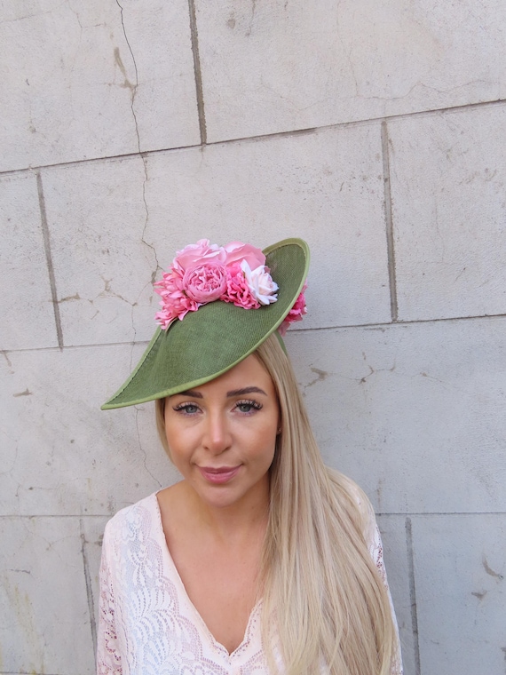 ?Elegant Pink and Green Fascinator Hat ARIA FASCINATOR HAT - Hot Pink and Green - Gold Coast Couture main image 2