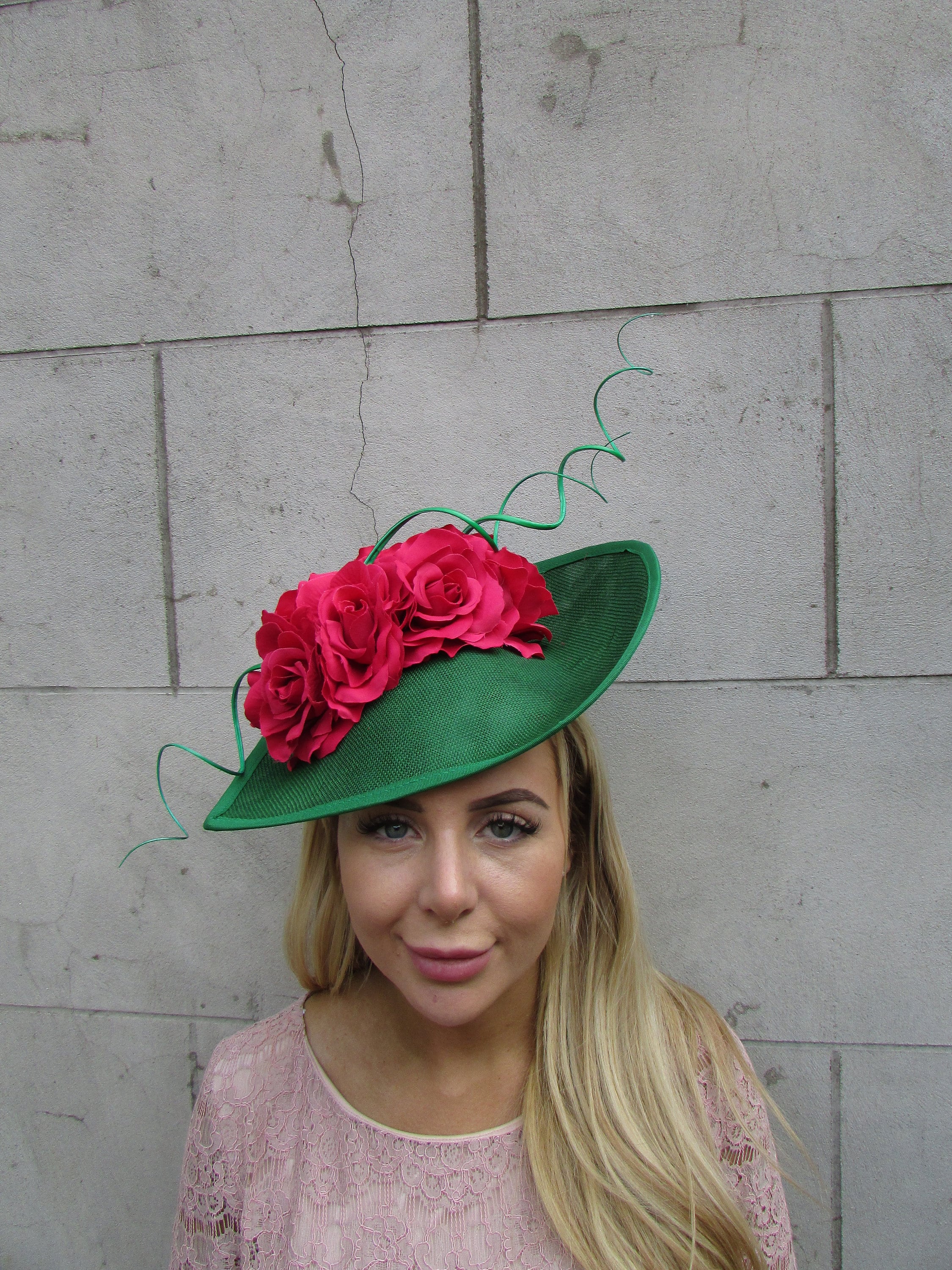 Large Cerise Hot Pink & Emerald Green Rose Floral Flower  display picture 1