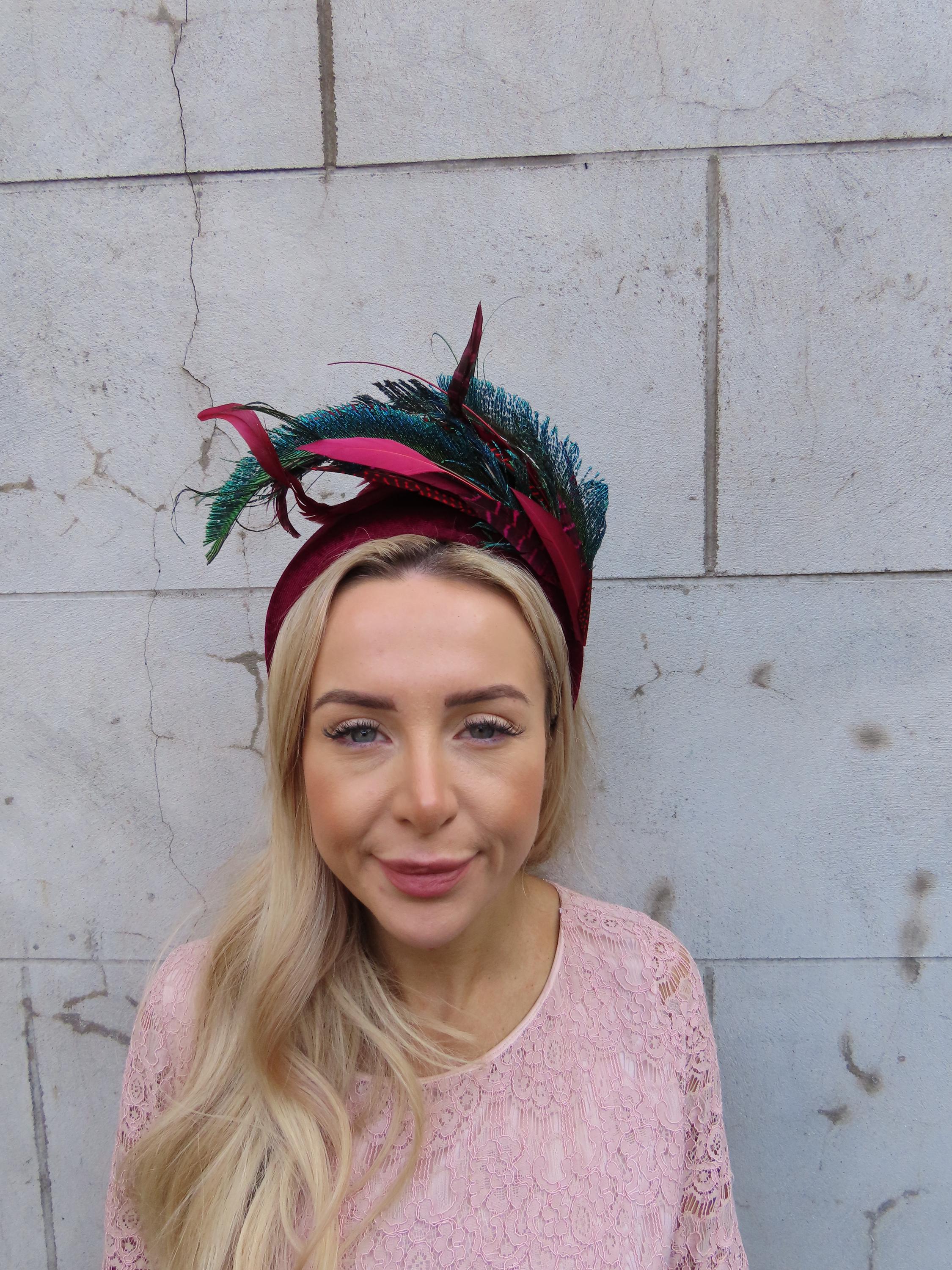One off Piece - Burgundy Wine Red Green Peacock Pheasant 