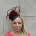 Bottle Dark Green Burgundy Wine Red Gold Flower Feather Hat Hair Fascinator 6217