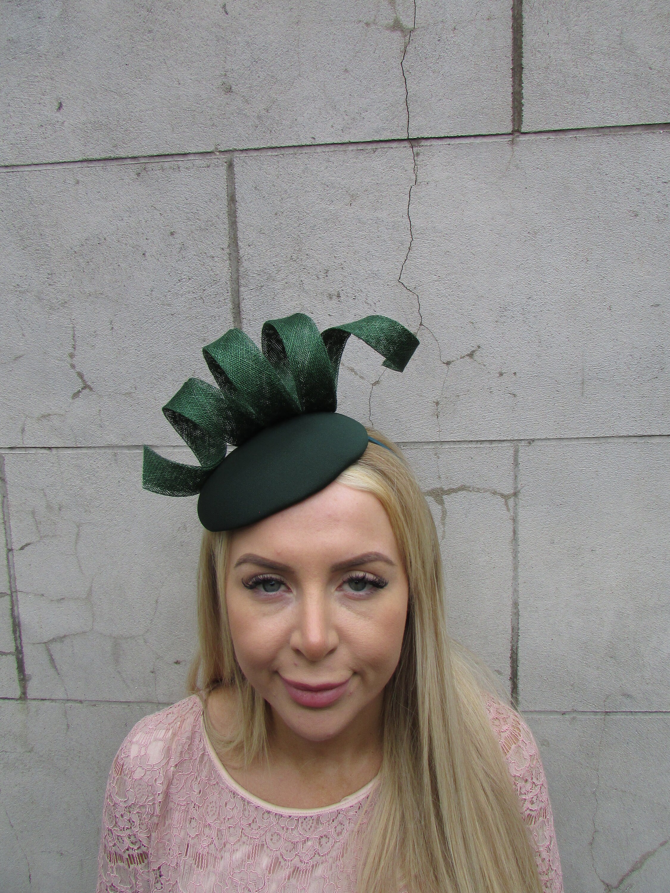 One off Piece - Dark Emerald Green Fascinator Hat Bottle
