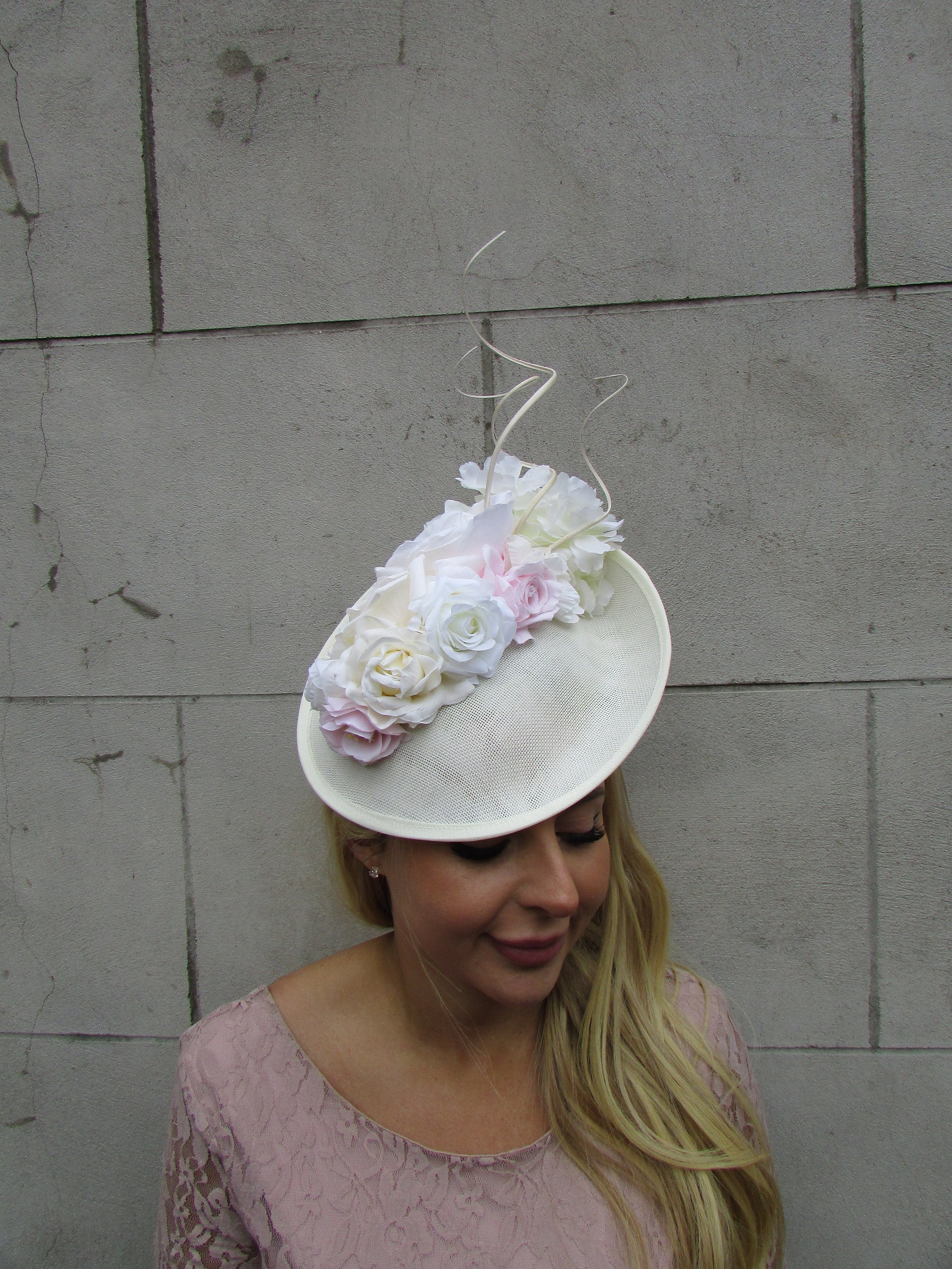 Fun Floral Fascinator Headband Headpiece with Pink and Cream Accents Amazon.com : Hobby Lobby Floral Headband with Ivory and Pink  main image 4