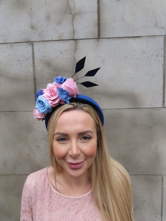 Navy Blue & Dusky Pink Cornflower Blue Blush Rose Flower  display picture 3