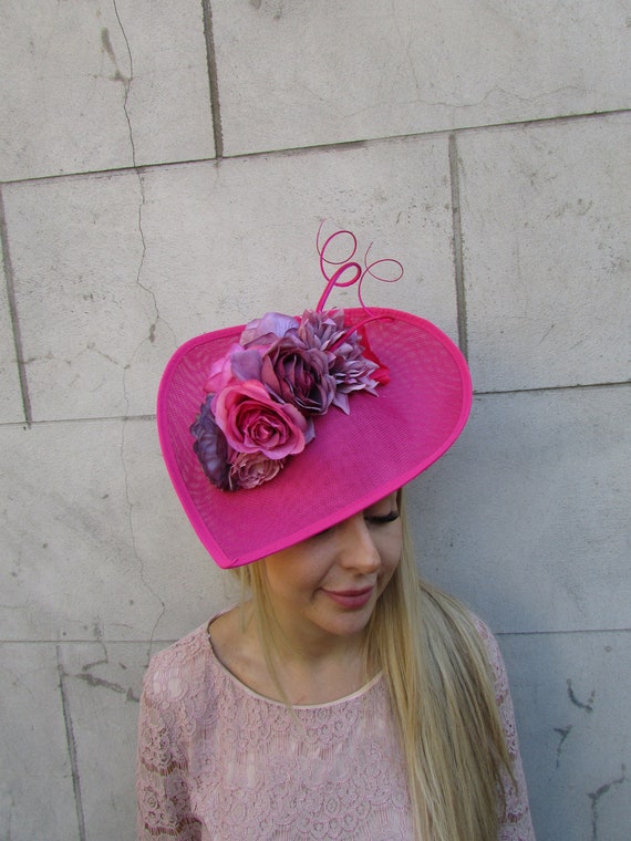 Large Hot Pink Fascinator Fuchsia Pink Plum Magenta Purple  display picture 2