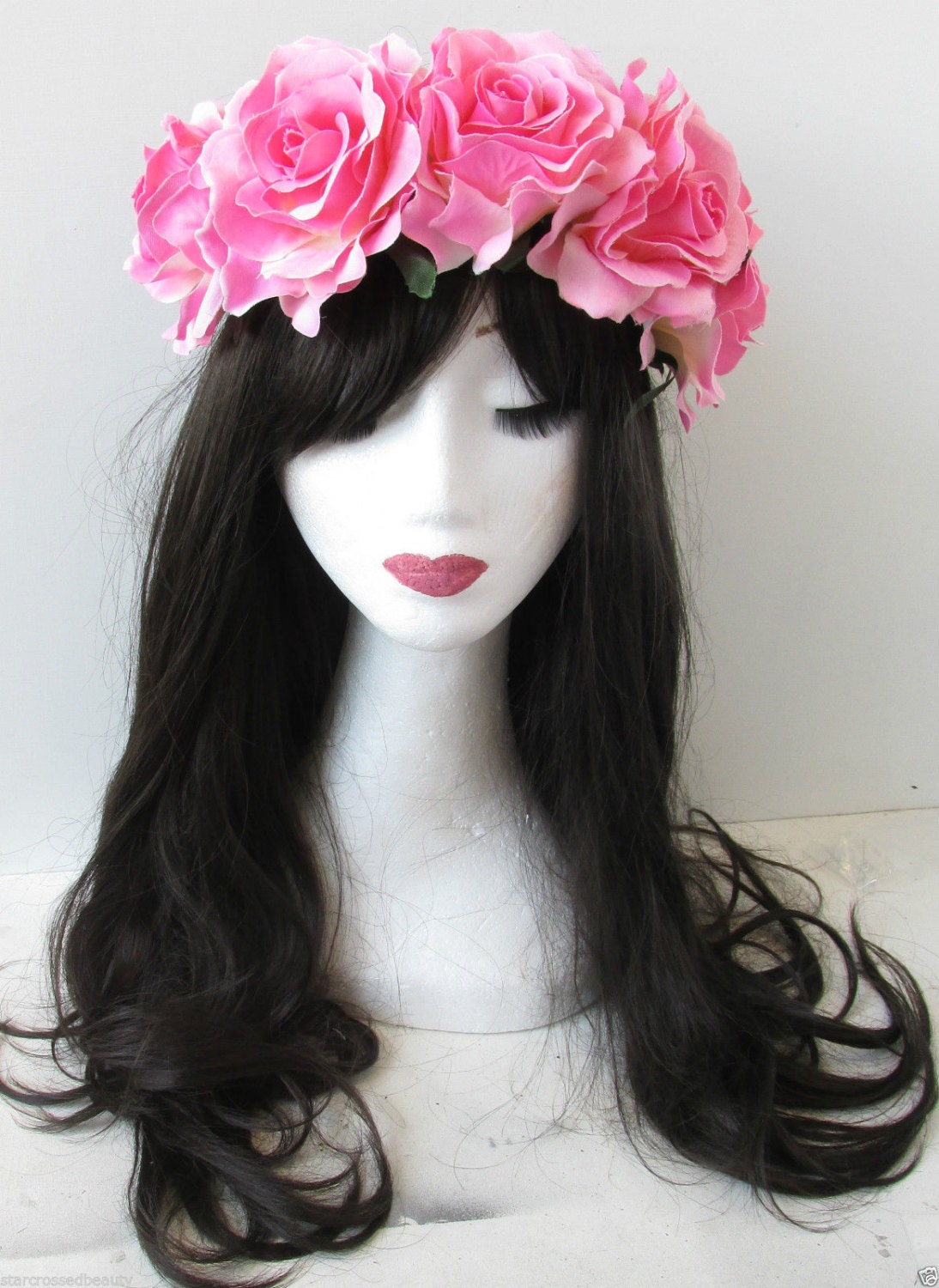 Large Light Pink Rose Flower Hair Crown Headband Garland Etsy