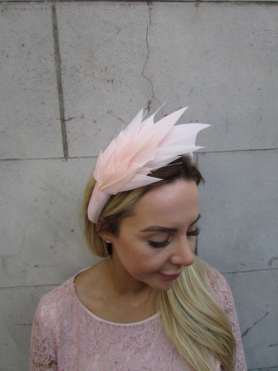 Blush Pink Peach Fascinator Headband Blush Pale Peach Feather - Etsy  Singapore