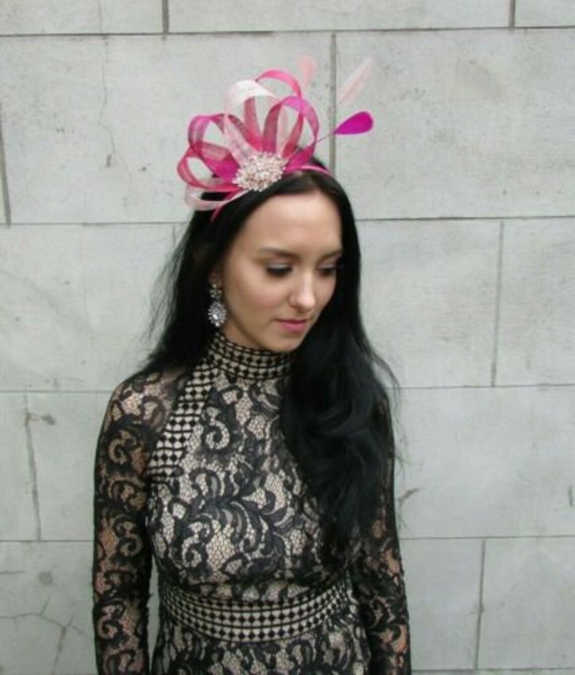 Hot Cerise & Blush Light Pink Fascinator Feather Sinamay Hair | Etsy