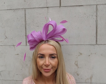 One off Piece - Orchid Lilac Puple Fascinator Headband Headpiece Races Wedding Guest Sinamay Ladies Day Modern Dewberry u11509