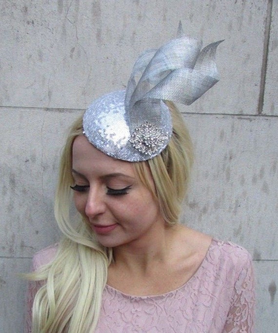 Silver Sequin Statement Fascinator 
