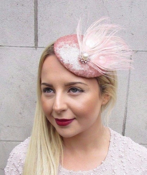 Blush pillbox hat Clearance