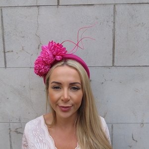 Magenta Pink Flower Padded Headband Fascinator Headpiece Wedding Races Hairband Halo Hairband Ladies Day Cerise Fuchsia u1b26