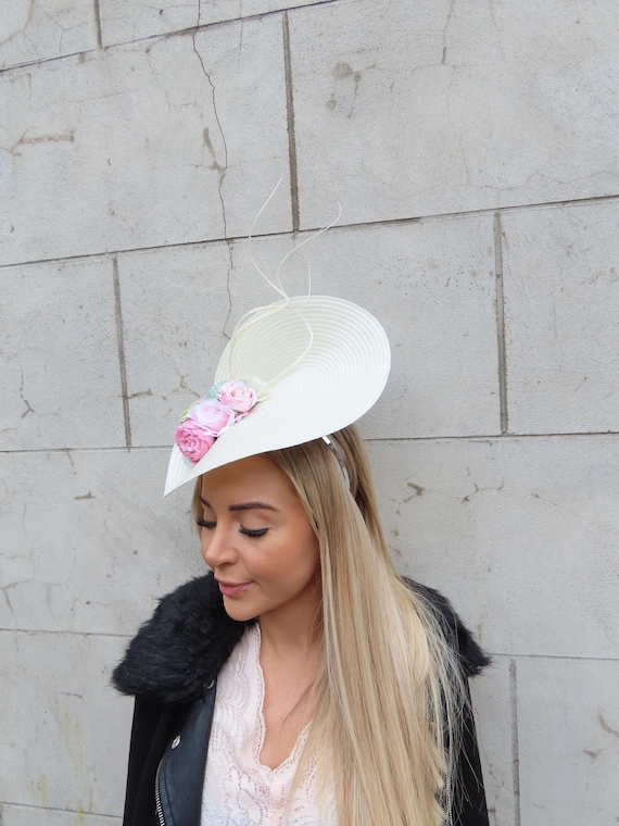 One off Piece Large Cream Sage Dusky Pink Blush Flower Hat  display picture 2