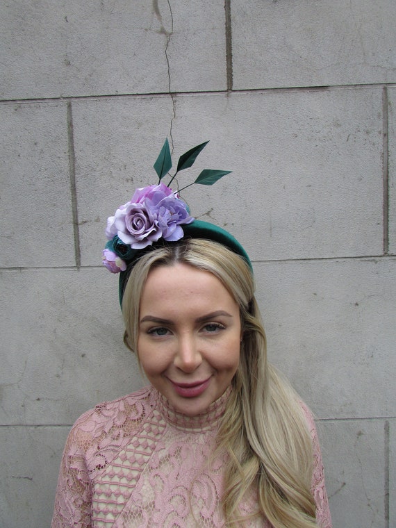 Floral Orchid Cluster Purple Beaded Headband/Fascinator Lavender Fascinator Hat Purple Flower Headband Womens Hat  main image 4