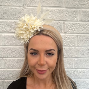 Cream & Champagne Fascinator Flower Padded Headband Headpiece Wedding Guest Races Halo Hairband Floral Halo Crown sh-273