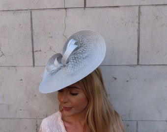Embellished Asymmetrical Silver Straw Statement Fascinator Hat Silver Miranda Fascinator by Lierys --> Shop Hats, Beanies  main image 3