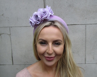 New Lilac Rose Flower Velvet Padded Headband Fascinator Headpiece Wedding Races Hairband Halo Light Purple SH-30