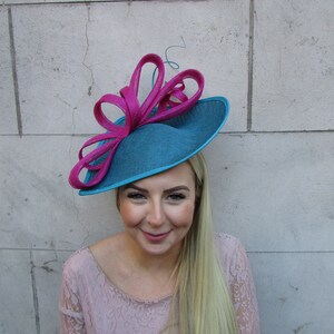 Large Teal Blue Fuchsia Pink Hot Pink 