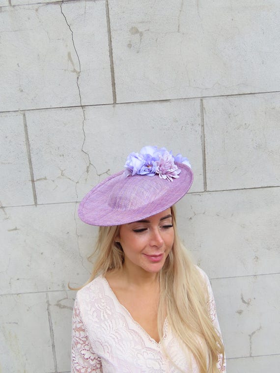 Large Lilac Lavender Sinamay Hat Flower Floral Disc  display picture 3