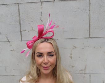 New Hot Pink Headband and Clip Mesh Bow Shape Fascinator  display picture 2