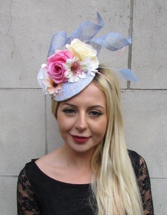 Blush Light Pink Lilac Blue Cream Flower Feather Hat Hair Etsy